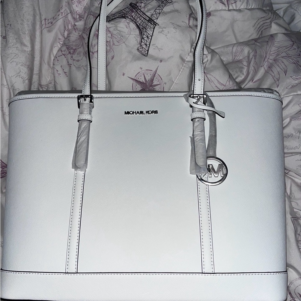 Michael Kors White Leather Tote